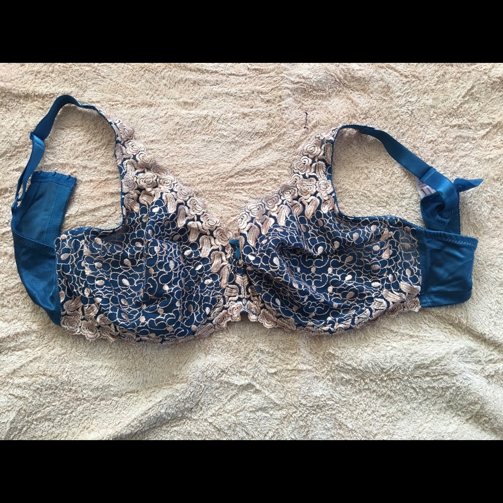 Teal blue/ tan bra